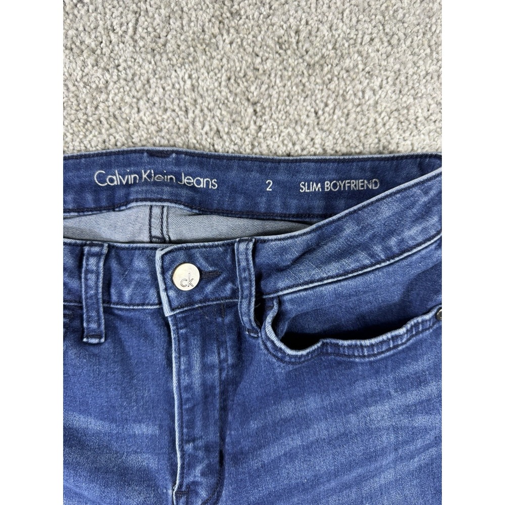 Calvin Klein Jeans Women's Slim Boyfriend Denim Blue Jeans Size 2 Stretch W14.5" - Picture 2 of 10